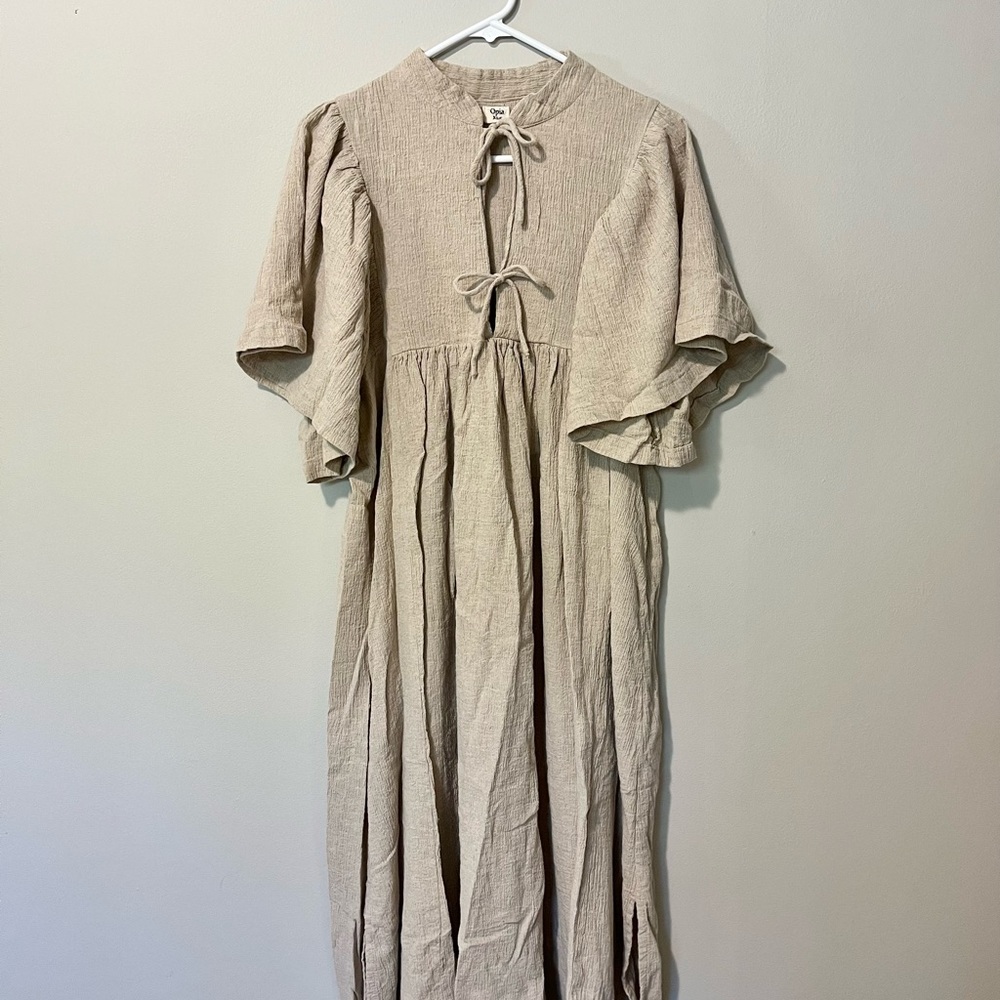 Opia Clover Maxi Dress Crinkle Linen XS/S